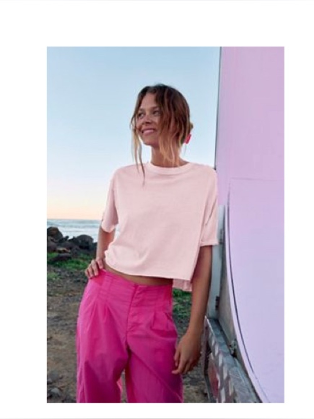 FP Movement by Free People Pale Pink Cropped Tee